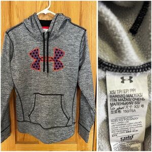 Under Armour Gray Heather Pullover Hoodie with Pink/Black Logo